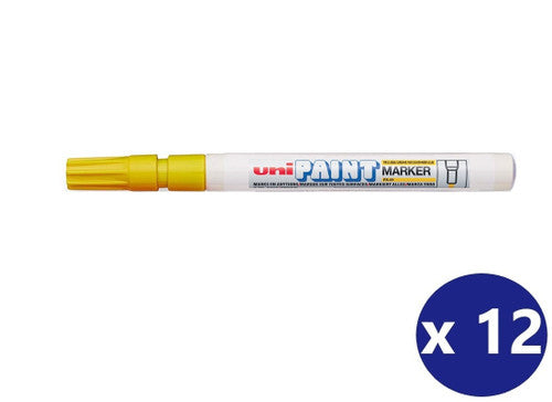 Uni Paint PX-21 Permanent Marker 1.2mm Bullet Tip Yellow Box of 12