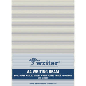 Writer A4 Exam Paper 9mm Dotted Thirds Portrait Ream 500 Sheets — front of ream