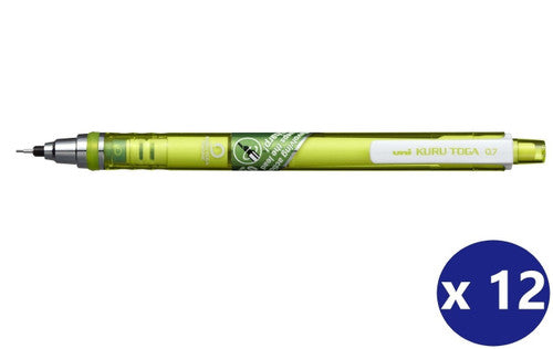 Uni Kuru Toga M7-450T Mechanical Pencil 0.7mm Green Barrel Box of 12