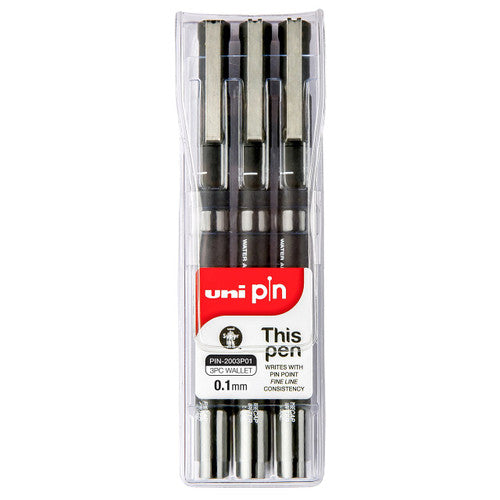 Uni Pin Fineliner 0.1mm 3 Piece Wallet