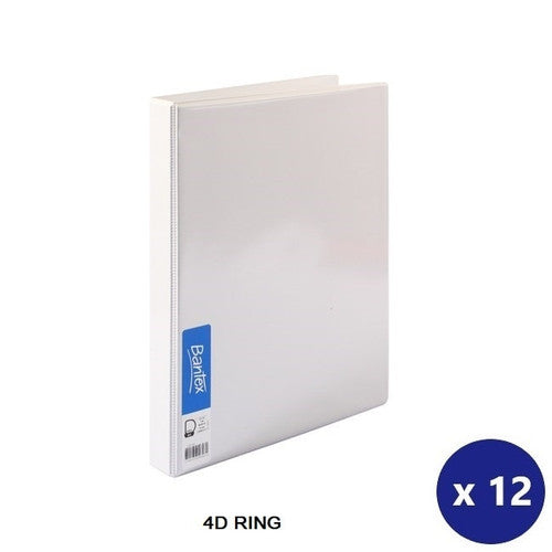 Bantex A4 Insert Binder Standard PP 4D 16mm White Box of 12