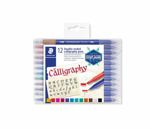 Staedtler 3005 TB12 Double-Ended Calligraphy Pens Wallet of 12 Assorted Colours