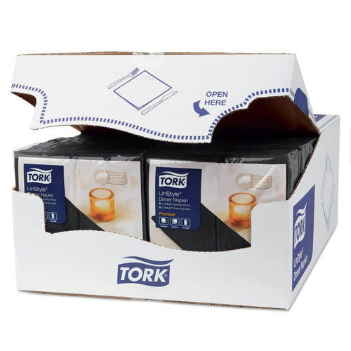 Tork Premium Linstyle Black Dinner Napkin 1/8 Folded Carton of 12