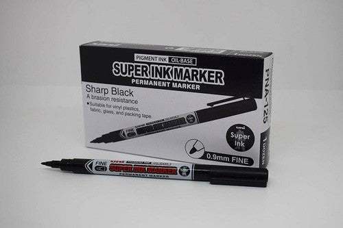 Uni Super Ink Marker PNA-125BK Permanent 0.9mm Black Box of 12