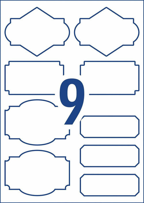 Avery Textured White Organisation and Storage Labels AE9012 Assorted 36 Pack 9UP