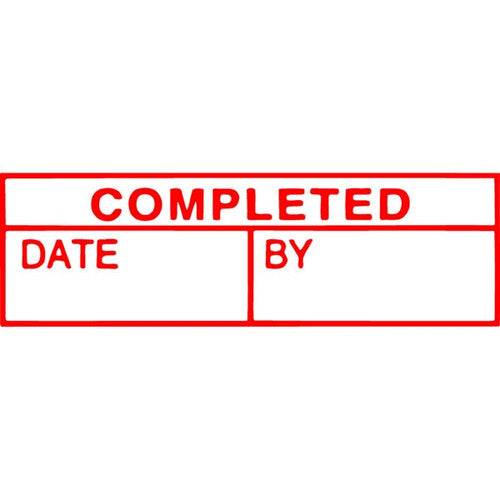Xstamper Message Stamp Completed/Date/By Red