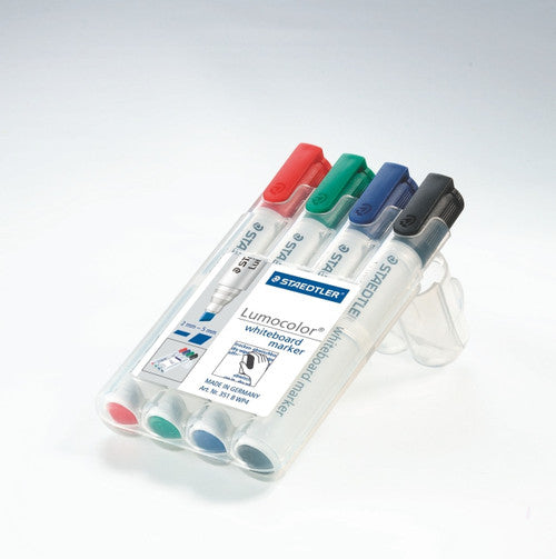 Staedtler Lumocolor Non-Permanent Chisel Tip Whiteboard Marker Wallet of 4 351 B WP4