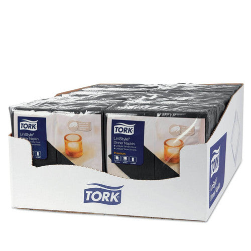 Tork Premium Linstyle Black Dinner Napkin 1/8 Folded Carton of 12