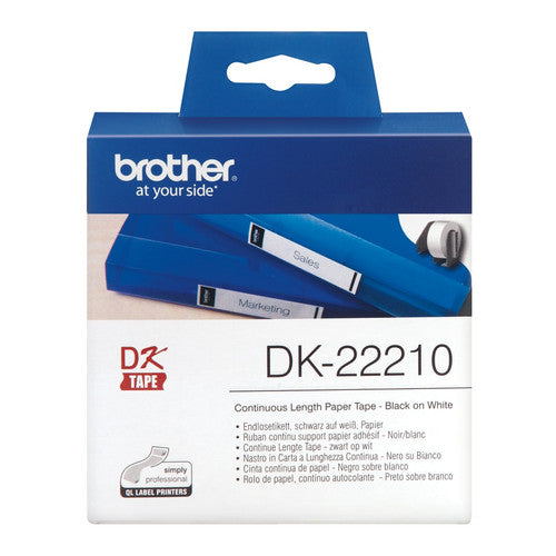 Brother Label Roll DK22210 29mm x 3048mm Black on White