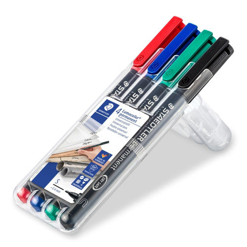 Staedtler Lumocolor Permanent Pen Superfine Assorted Wallet of 4 313 WP4