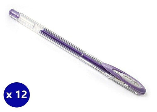 Uni Signo Noble Metal Gel Ink Pen 0.8mm Violet Box of 12
