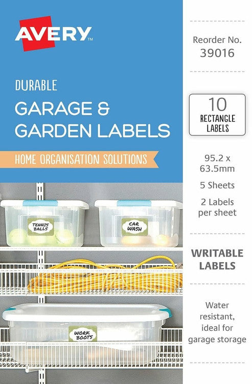 Avery White with Green Border Rectangle Removable Durable Labels 10 Pack 95.2 x 63.5mm