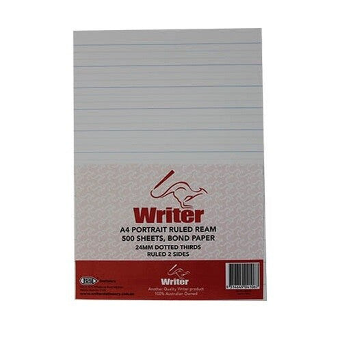 Writer A4 Exam Paper 24mm Dotted Thirds Portrait Ream 500 Sheets — front of ream