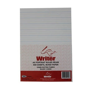 Writer A4 Exam Paper 24mm Dotted Thirds Portrait Ream 500 Sheets — front of ream