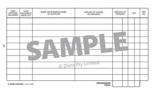 Zions Pocket Vehicle Log and Expenses Record Book