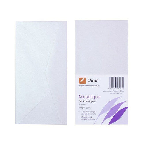 Quill Metallique Envelope 120gsm DL Peridot Pack of 10
