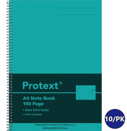 Protext Notebook A4 Polypropylene Cover Ruled 100 Page Aqua Pack of 10