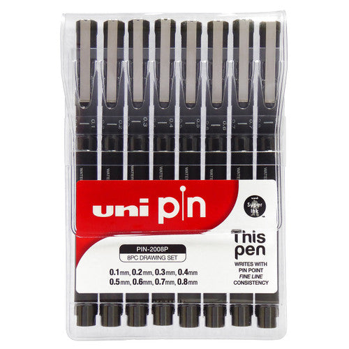 Uni Pin Fineliner 8 Piece Set