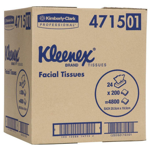Kleenex Executive Facial Tissue White 2 Ply 200 Sheets Box of 24
