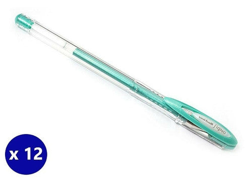 Uni Signo Noble Metal Gel Ink Pen 0.8mm Green Box of 12