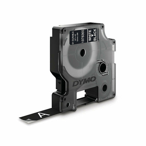 Dymo D1 Durable Label Tape 12mm White on Black