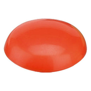 Close up of a single glossy orange Quartet magnetic button, a round dome seen from a low angle, for QTTMB2600. It is not drawn to scale.