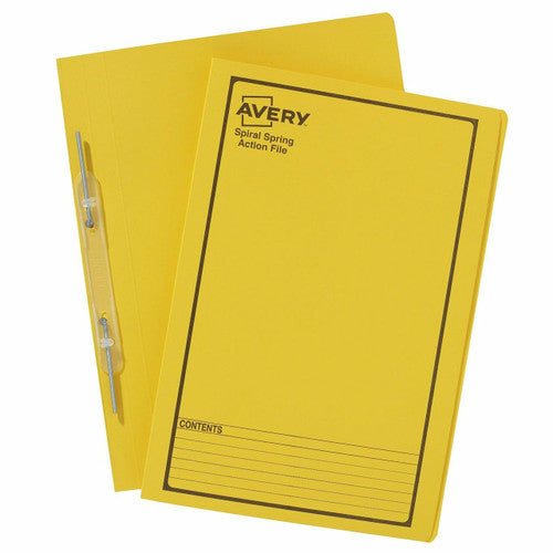 Avery Yellow Spiral Spring Action File Black Print Foolscap 5 Pack