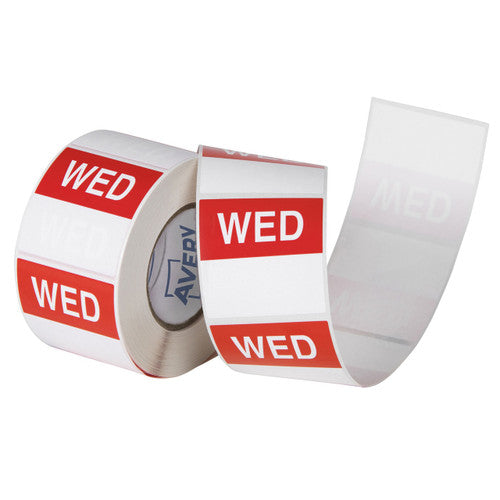 Avery Wednesday Labels 40 x 40mm Removable Red White 500 Labels