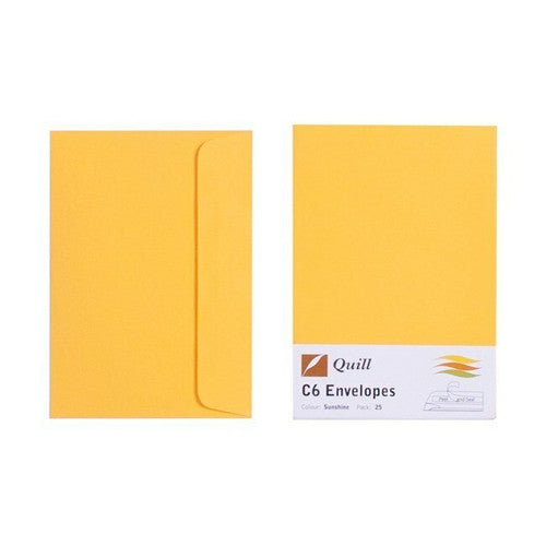 Quill Envelope 80gsm C6 Sunshine Pack of 25