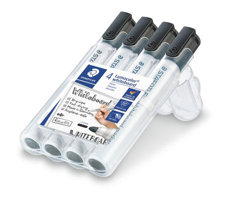 Staedtler Non-Permanent Black Bullet Tip Lumocolor Whiteboard Marker Wallet of 4 351-9 WP4
