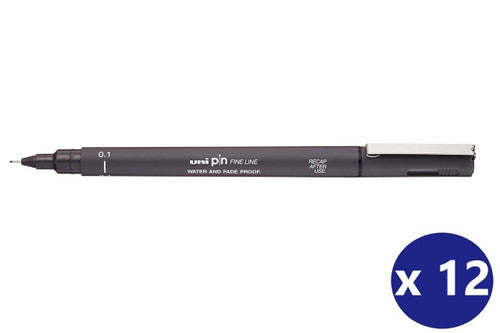 Uni Pin Fineliner 0.1mm Dark Grey Box of 12