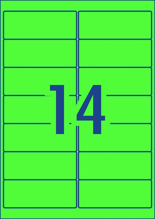 Avery Fluoro Green Signalling Labels L7163FG 350 Pack 99.1 x 38.1mm 14UP