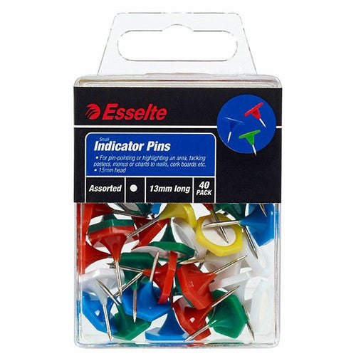 Esselte 45113 Indicator Pins Small 13mm Assorted Pack 40