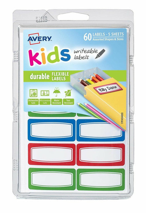 Avery Kids Writeable Labels Rectangular 44 x 19mm Lines 12UP
