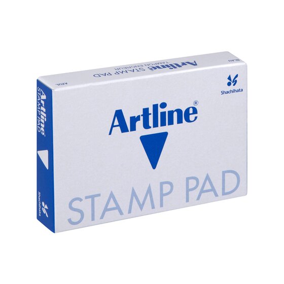 Artline Stamp Pad box at an angle with blue end panels