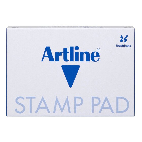 Front of the Artline Stamp Pad box with a blue triangle logo
