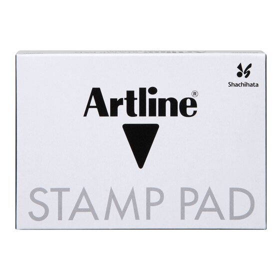 Front of the Artline Stamp Pad box with a black triangle logo