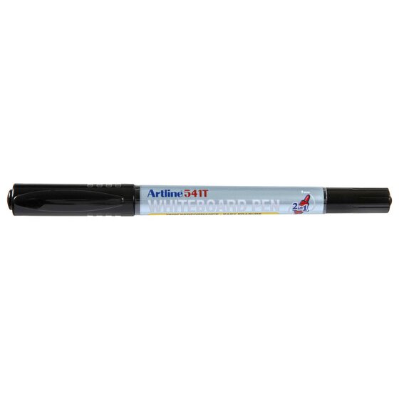 Black Artline 541T whiteboard pen, capped, silver barrel printed Whiteboard Pen and 2in1
