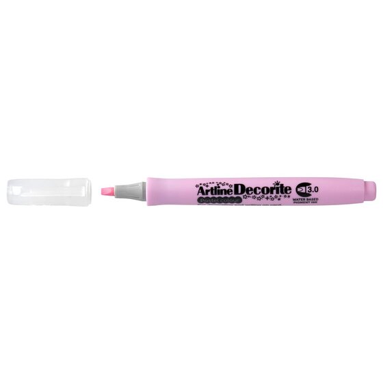 Artline Decorite 3.0mm Pastel Pink marker with the cap removed beside it