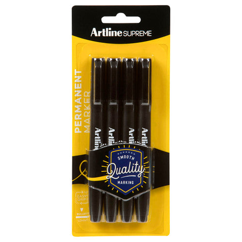 Artline Supreme Permanent Marker Core Black Pack of 4 Box of 6