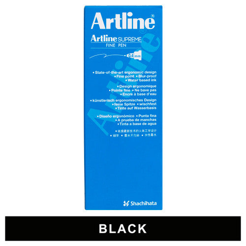 Artline Supreme Fineliner Pen 0.4mm Black Box of 12