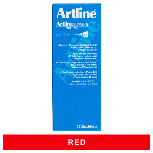 Artline Supreme Fineliner Pen 0.4mm Red Box of 12