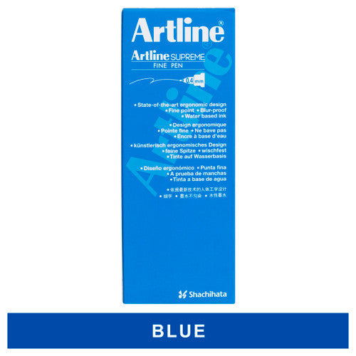 Artline Supreme Fineliner Pen 0.4mm Blue Box of 12