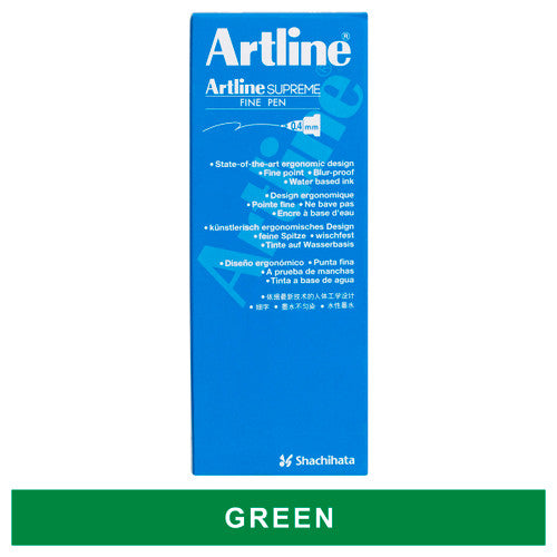 Artline Supreme Fineliner Pen 0.4mm Green Box of 12