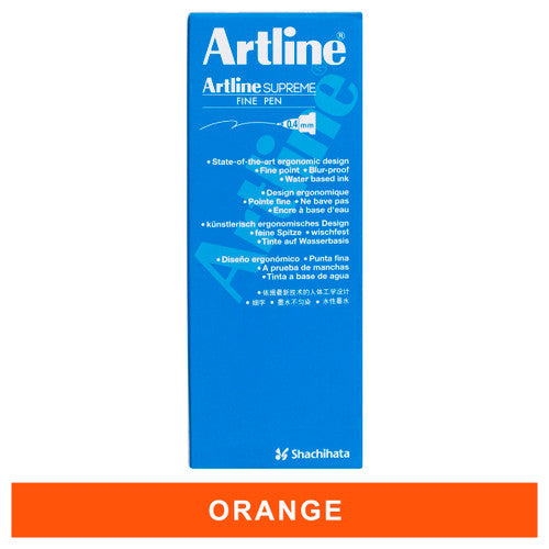 Artline Supreme Fineliner Pen 0.4mm Orange Box of 12