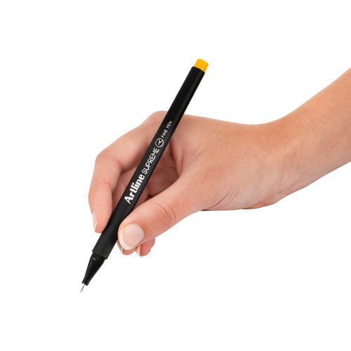 Artline Supreme Fineliner Pen 0.4mm Yellow Box of 12