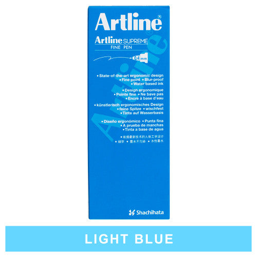 Artline Supreme Fineliner Pen 0.4mm Light Blue Box of 12