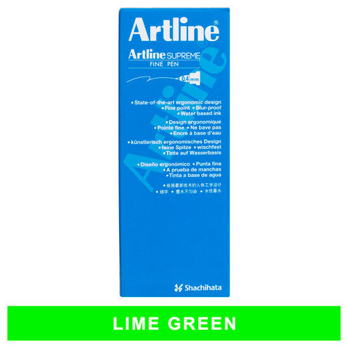 Artline Supreme Fineliner Pen 0.4mm Lime Green Box of 12