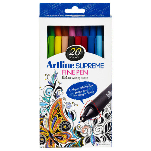 Artline Supreme Fineliner Pen 0.4mm Assorted Pack of 20