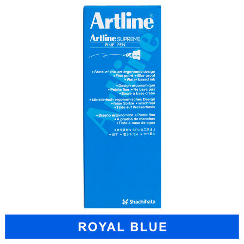 Artline Supreme Fineliner Pen 0.4mm Royal Blue Box of 12